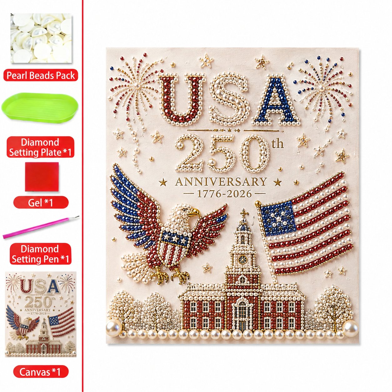 🔥LAST DAY 50% OFF - 🇺🇸 USA 250th Anniversary DIY Pearl Painting Kit ✨❤️🔥