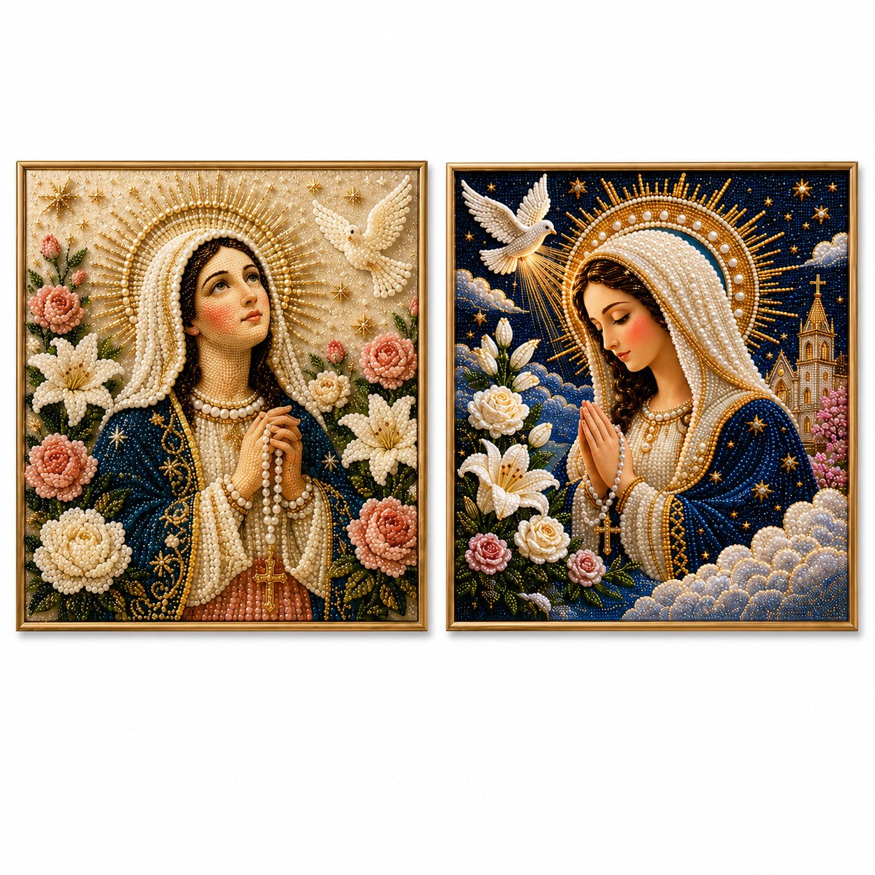 New Arrivals 49% OFF-2026 Divine Pearl Bead Virgin Mary Icon – A Peaceful DIY Faith Art Gift