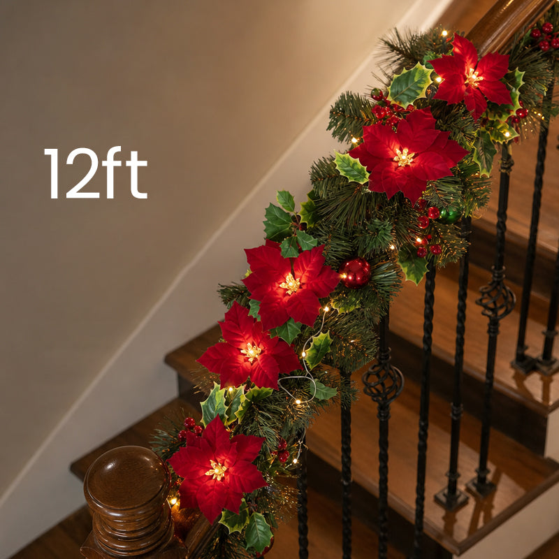 🎄✨Christmas Poinsettia LED Garland String Lights