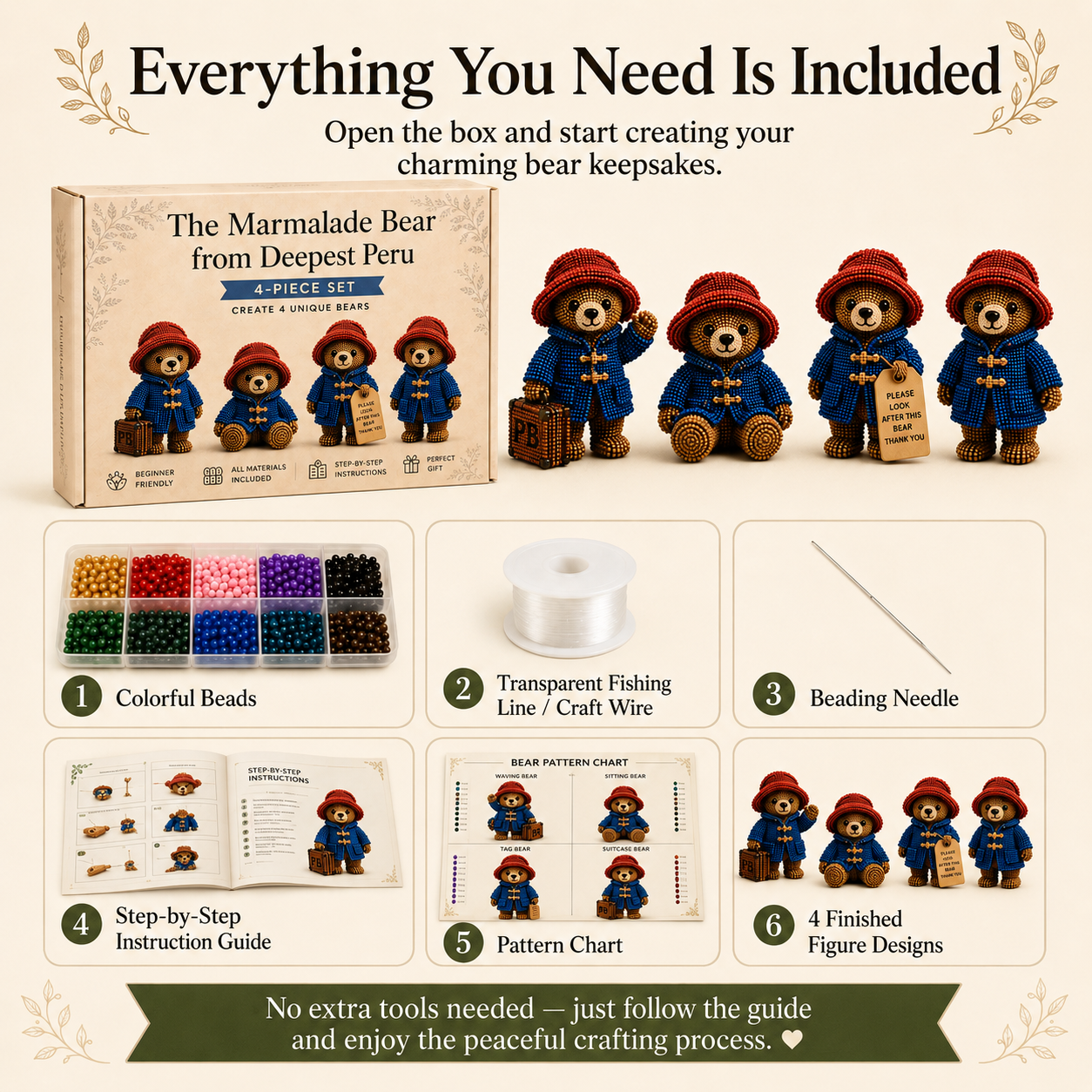 The Marmalade Bear from Deepest Peru 3D Beaded DIY Kit