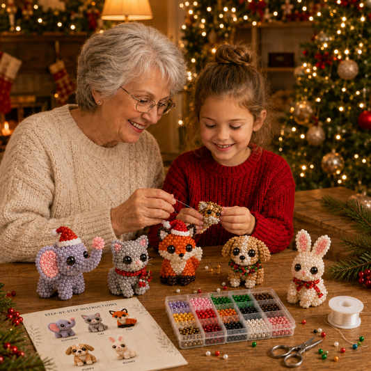 π Christmas 3D Beaded Woodland Friends DIY Kit β 5-Piece Holiday Animal Craft Set