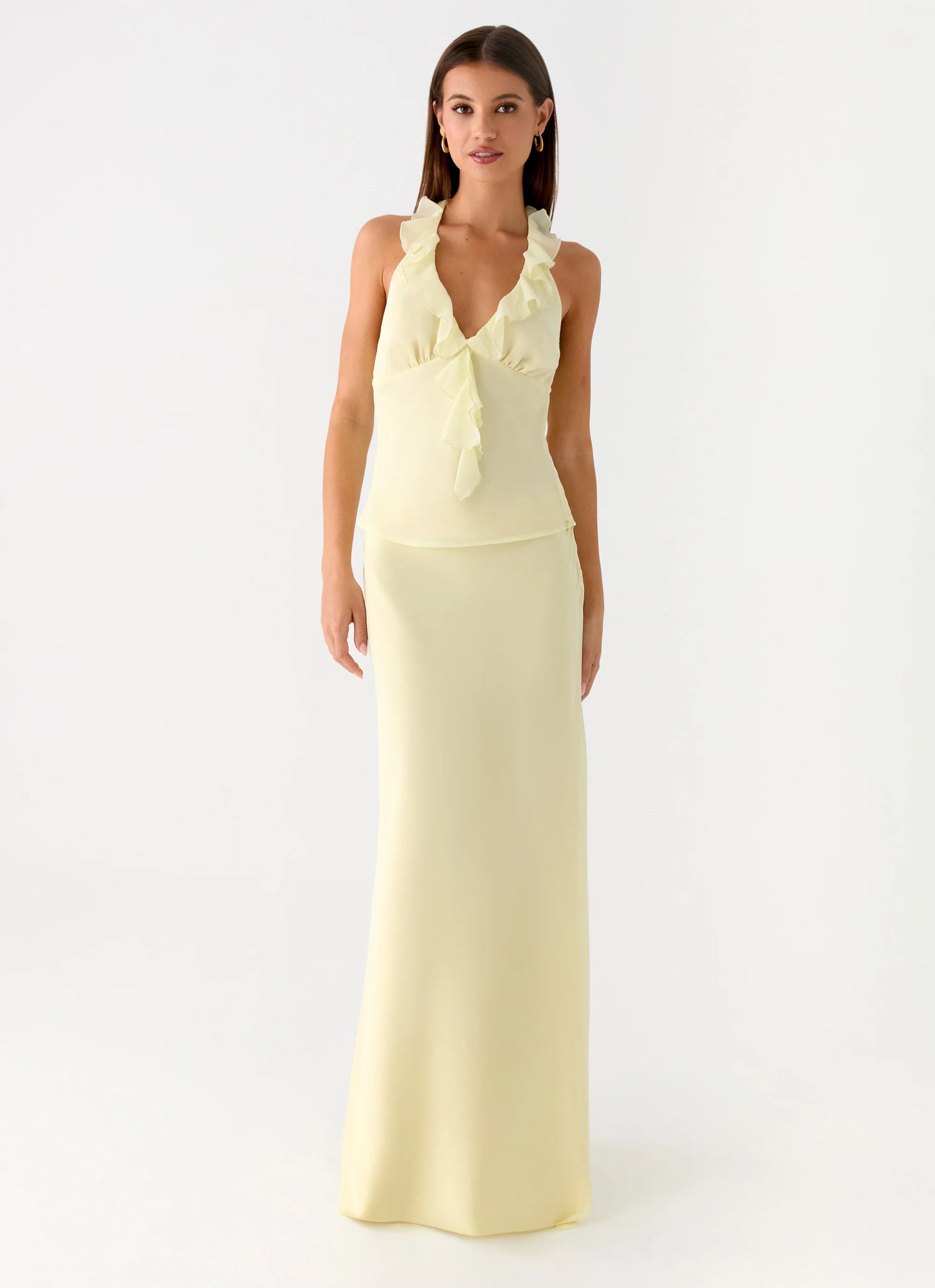 Star Girl Chiffon Maxi Skirt - Yellow