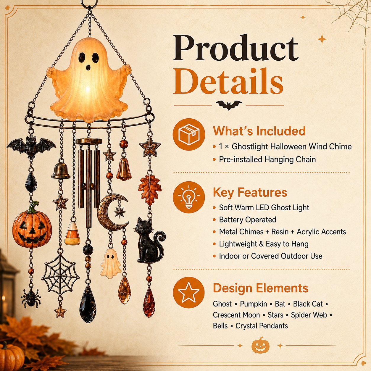š» Haunted Glow Ghost Wind Chime