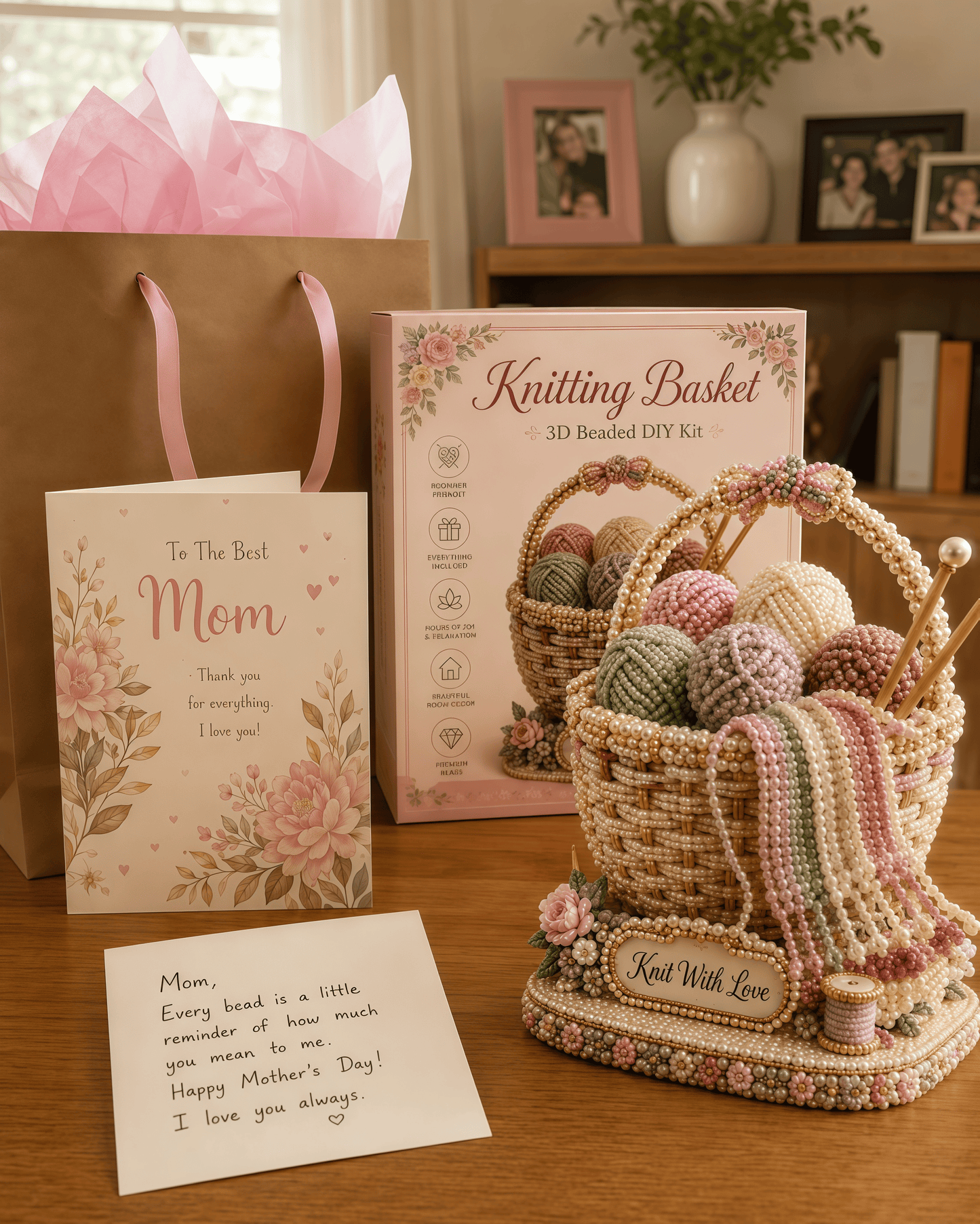 š§¶ Knitting Basket 3D Beaded DIY Kit ā Handmade Display Decor & Storage Basket