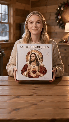 ✝️🧵 Premium Handmade Patchwork Jesus DIY Kit | High-Quality Layered Fabric with Stitched Details DIY Handmade Devotional Decor 🕊️✨