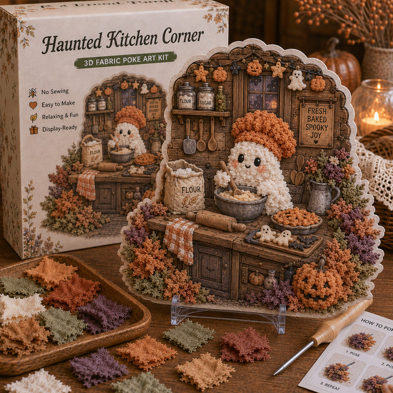 👻 Cozy Haunted Rooms 3D Fabric Poke Art Kit