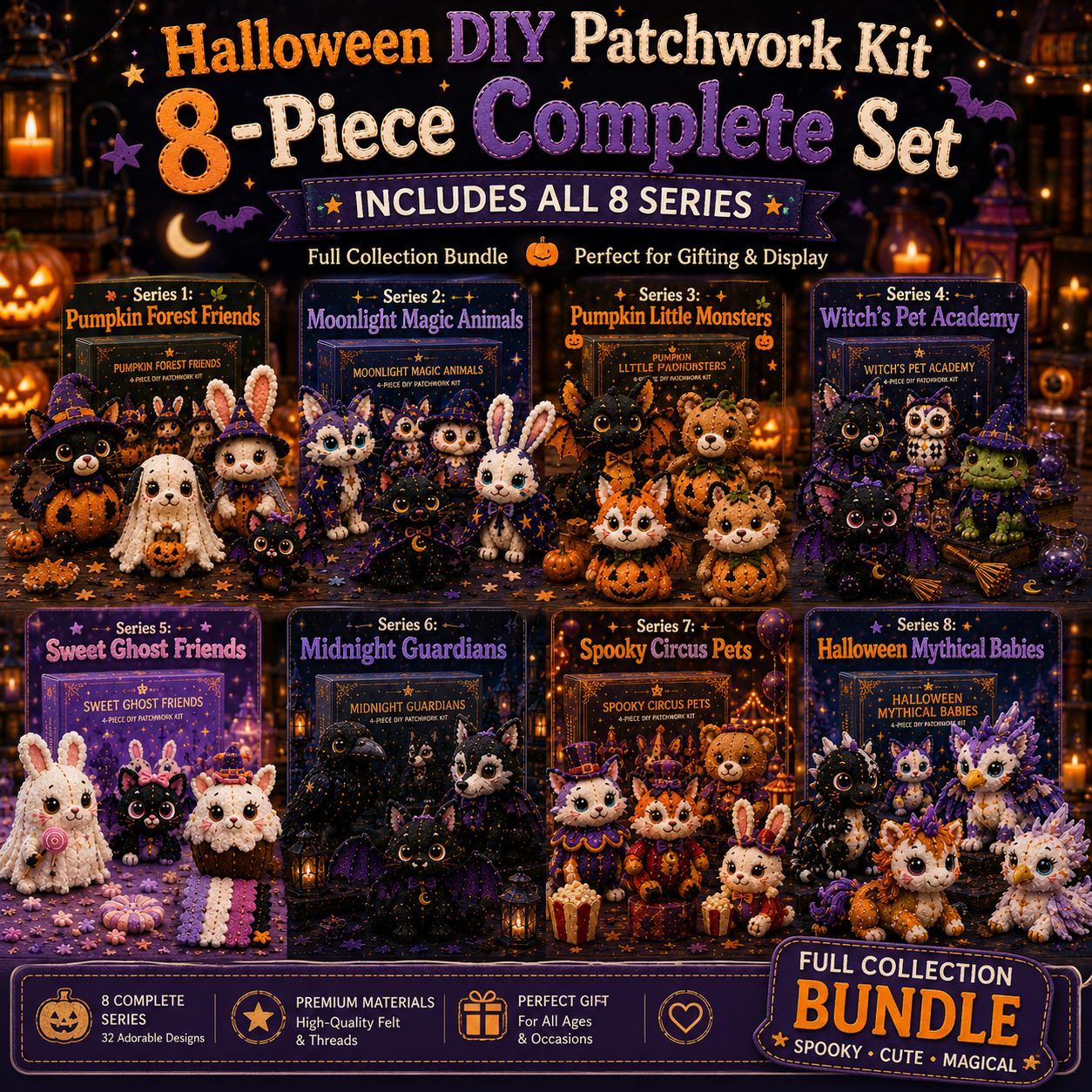 Halloween Friends 4 Piece DIY Patchwork Kit Collection ππ§΅