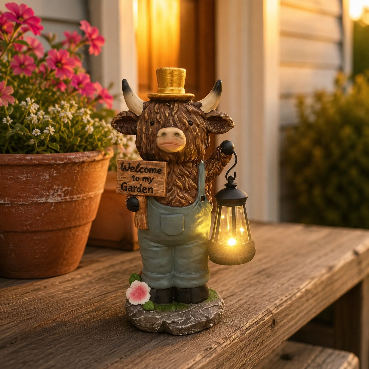 Scottish Highland Bull Garden Welcome Light
