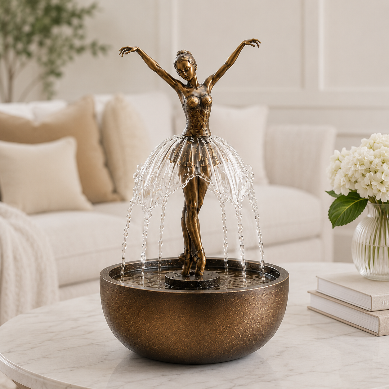 🎁💃Elegant Ballerina Tabletop Water Fountain for Home & Office Decor💧
