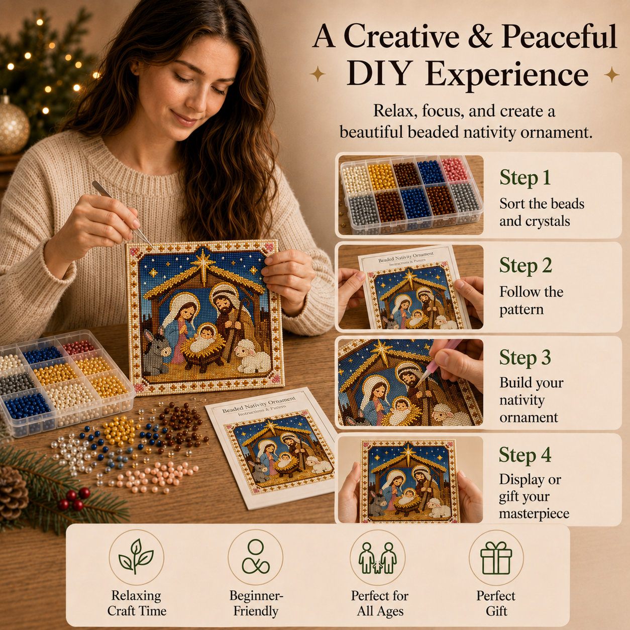 Peaceful Nativity Beaded Art DIY Kit