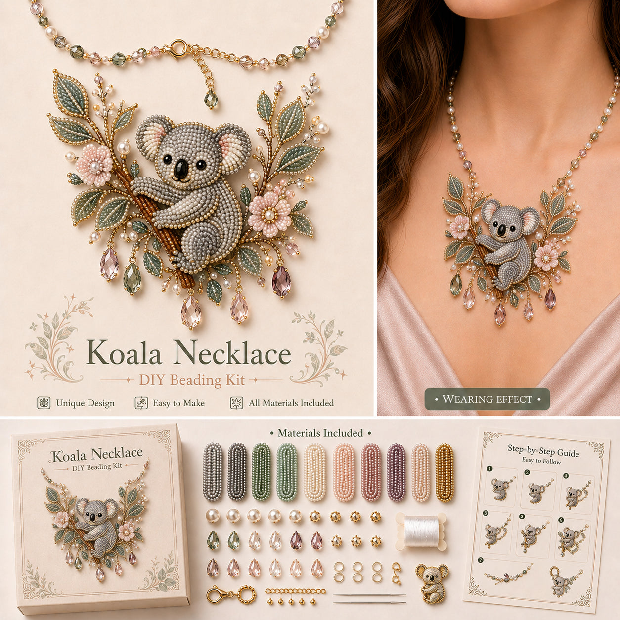 🎁 Wearable Art DIY Beaded Necklace Kit – 12 Statement Designs