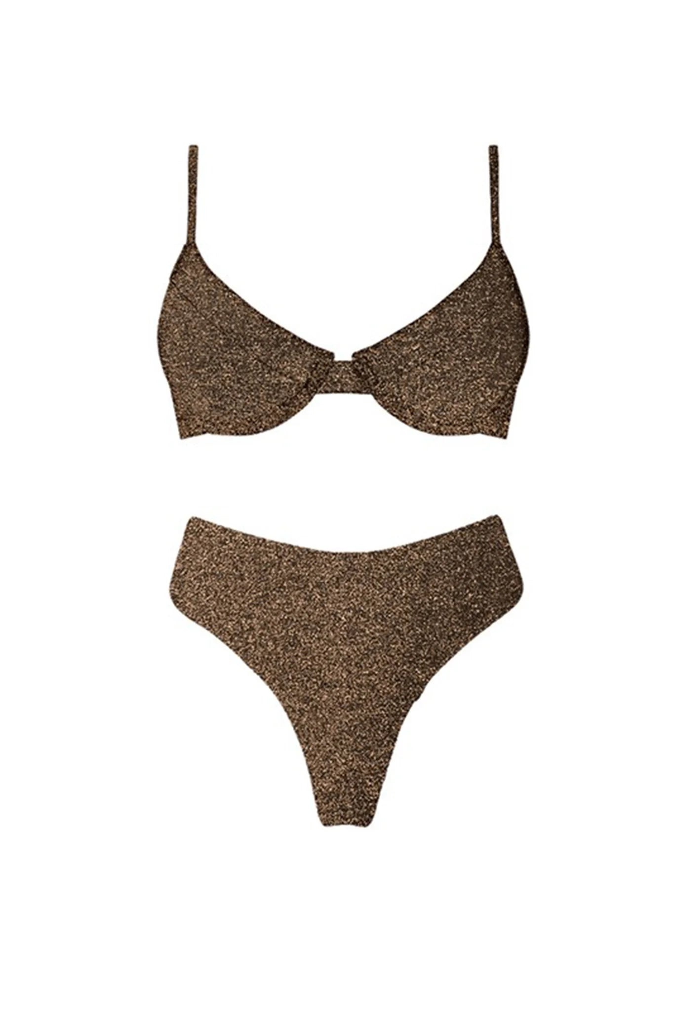 Zuma High Waist Bikini Bottom Brown