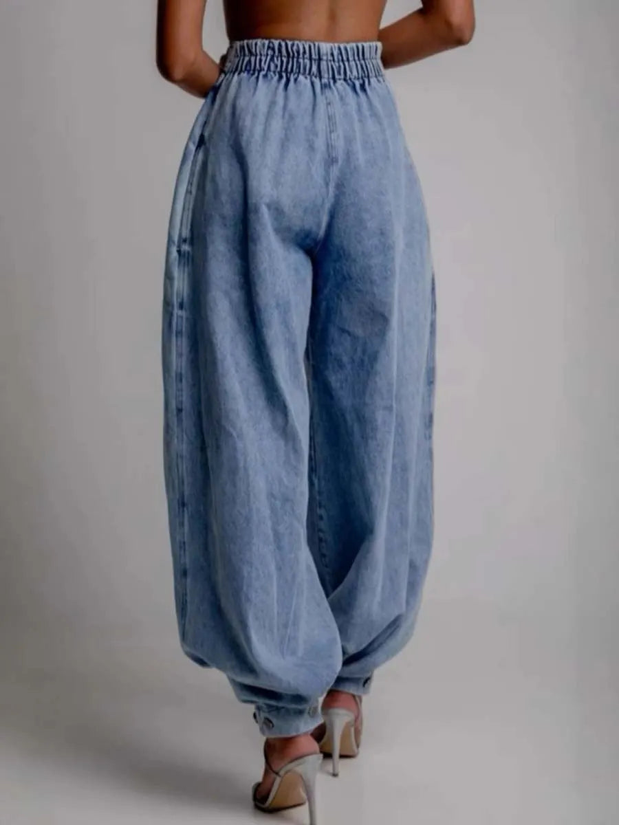 Women's Casual High-waist Zipper Jogger Jeans