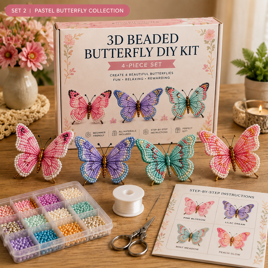 3D Beaded Butterfly DIY Kit β 4-Piece Handmade Butterfly Craft Set