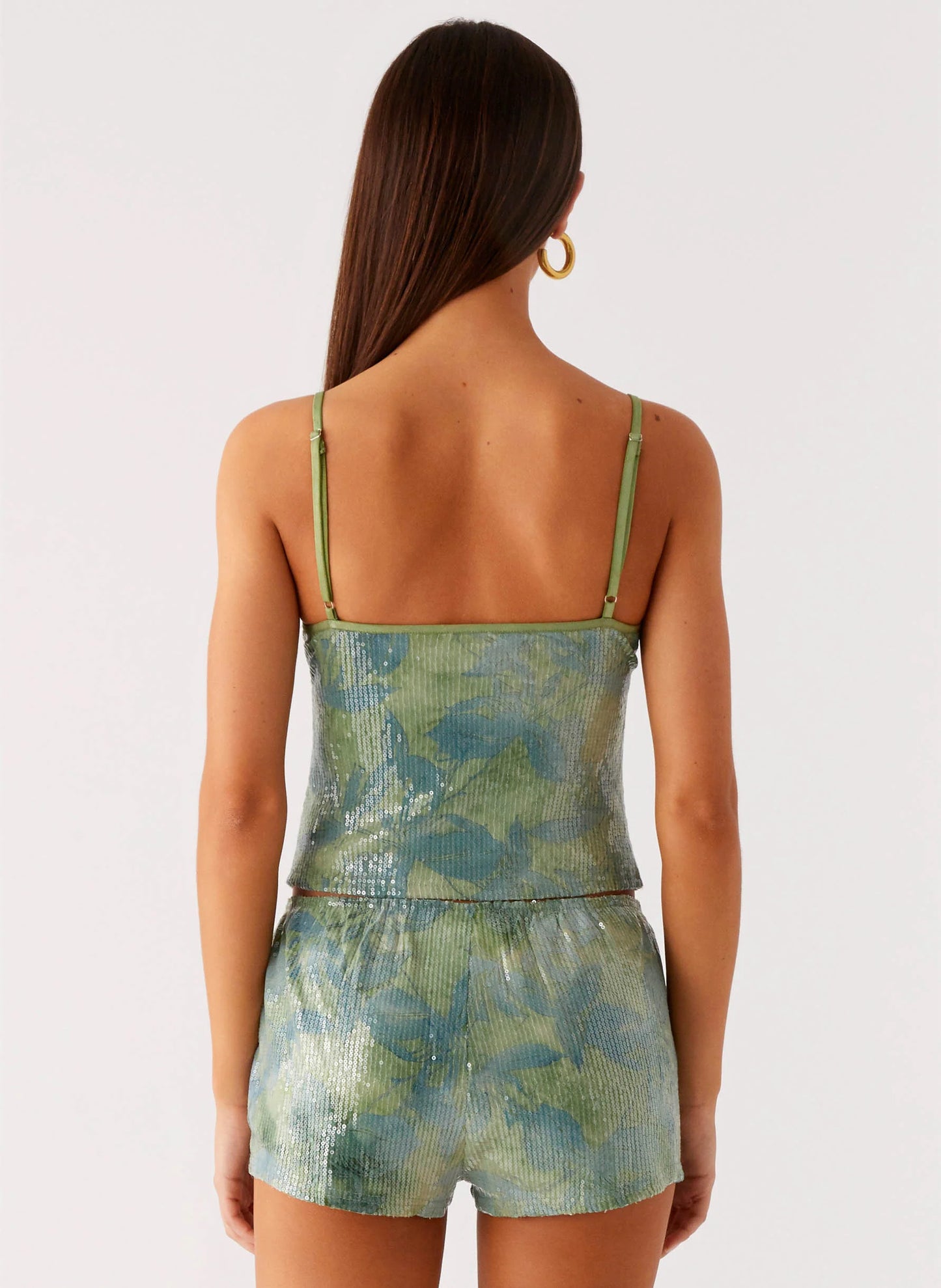 Ajean Sequin Mini Shorts - Lime Blood