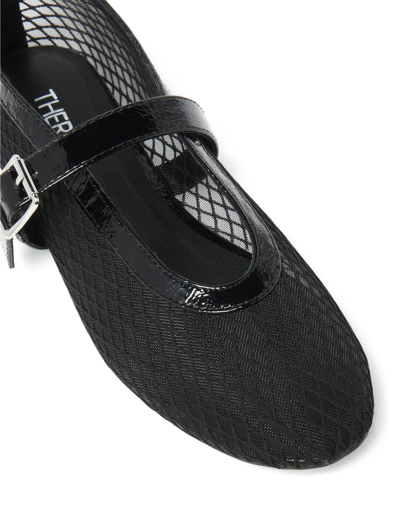 THERAPY Addie Ballet Flat Crinkle Patent Black
