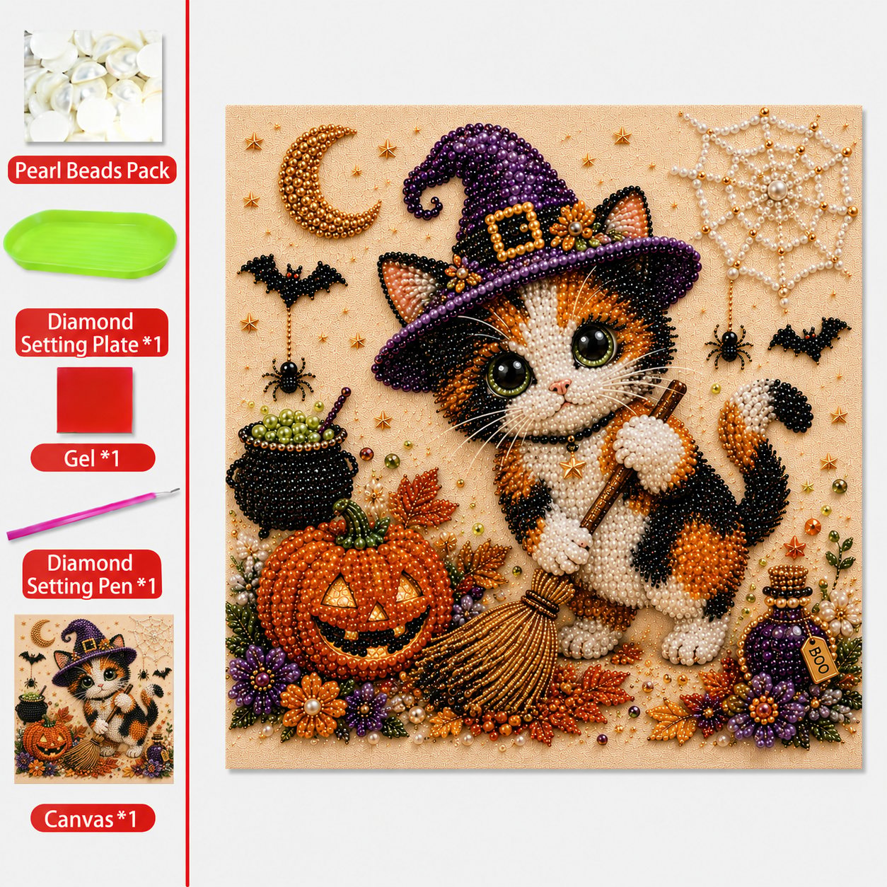 Last Day 49% OFF - DIY Halloween Cat Pearl Bead Painting Kit Buy 3 Get Free Shipping