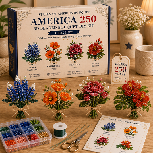 America 250 Beaded Bouquet DIY Kit β Limited Edition Patriotic Craft Collection