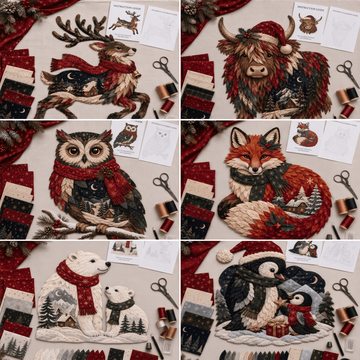 🎄🎅Christmas Woodland Wildlife DIY Patchwork Kit