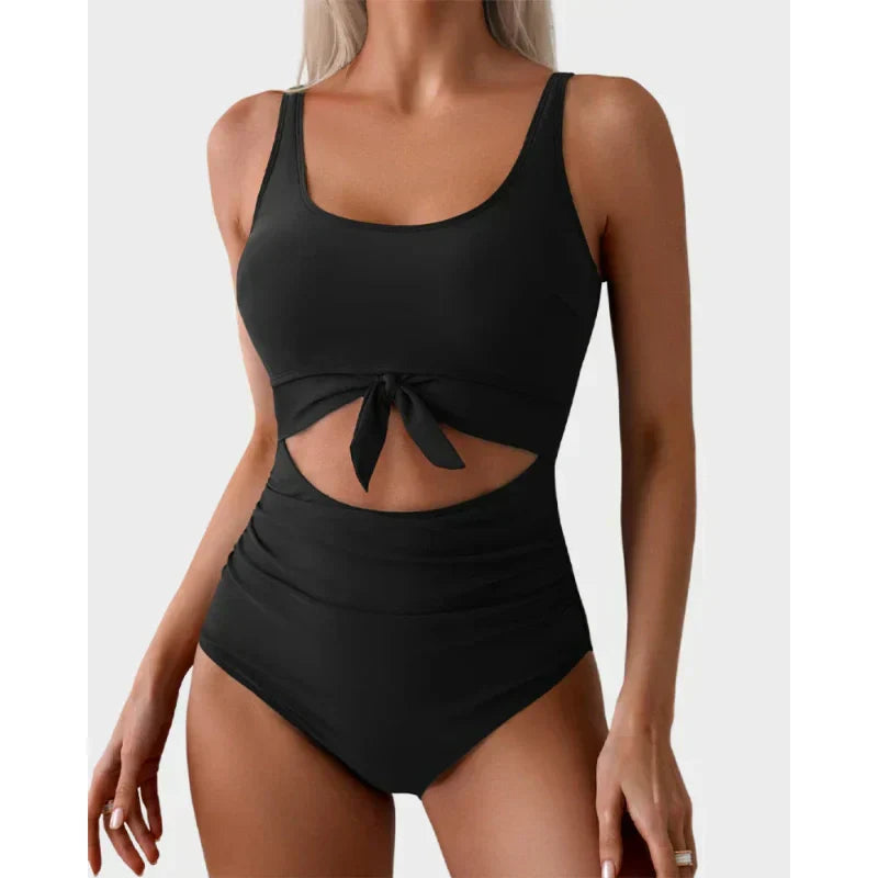 👙LAST DAY SALE 50% OFF!!💃Women's Tummy Control Slimming Cutout Tie Knot One Piece Swimsuit