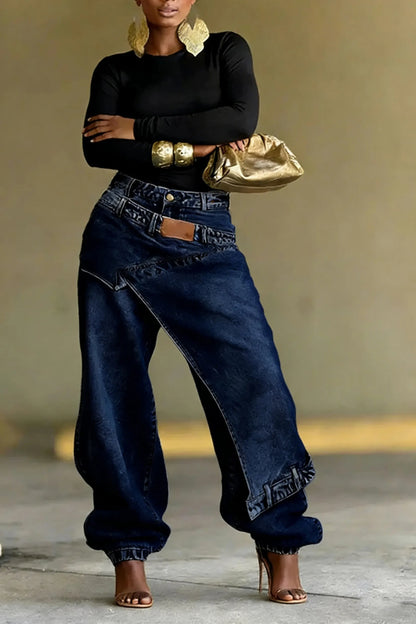 Women's Two-Piece Street Style Fashion Jeans&Diamond Jeans