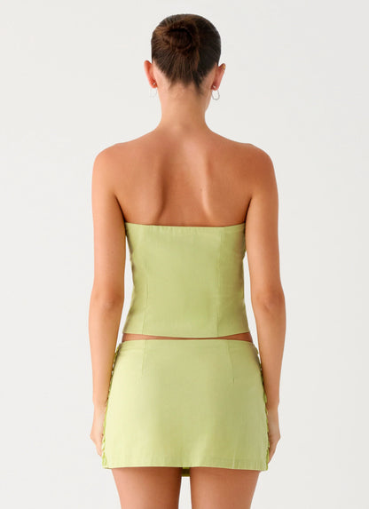 Mona Beaded Bandeau Top - Green