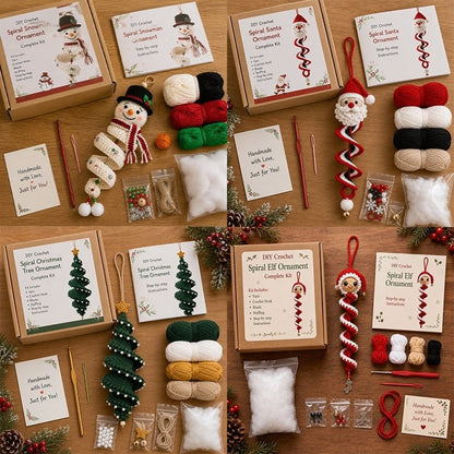 🎅🌲Crochet Snowman Spiral Oranment DIY Kit