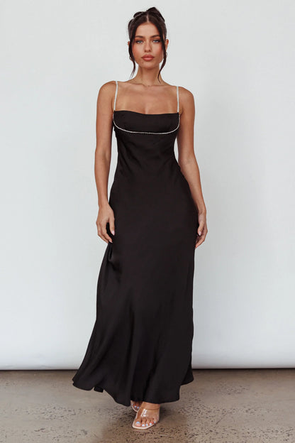 Linka Diamante Strap Maxi Dress Black