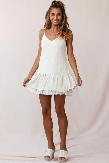 Arabelle Cami Strap Raw Hem Dress Natural