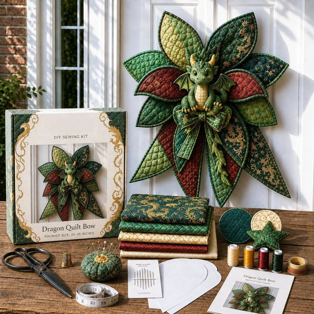 🎀 Beginner-Friendly Oversized Quilted Bow Sewing Kit | Coordinated Printed Fabrics, Batting, Pre-Designed Templates & Complete Supplies for a Full 23–25 in 3D Statement Bow ✨