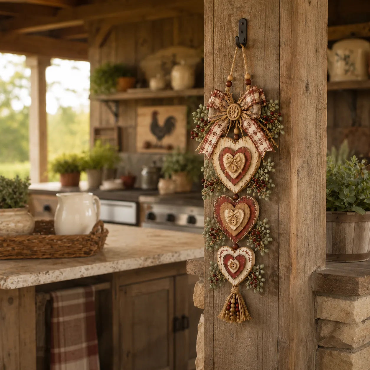 Vintage Farmhouse Layered Heart Wall Hanging