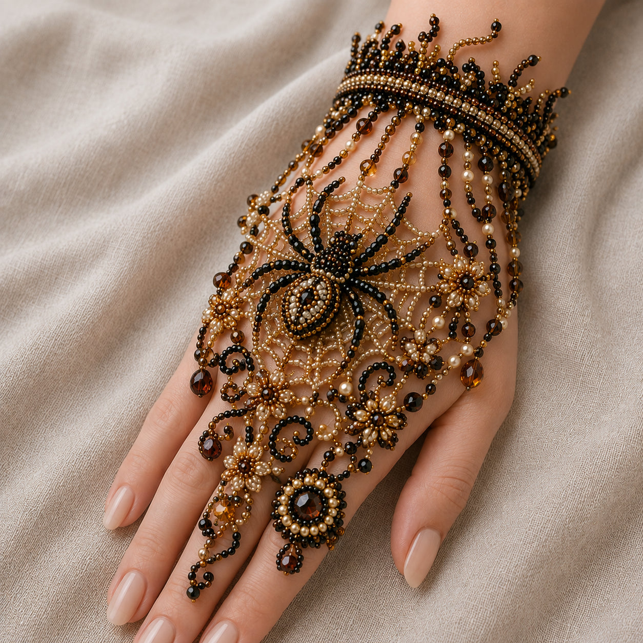 Enchanted Forest: Guardians & Shadows – DIY Beaded Hand Bracelet