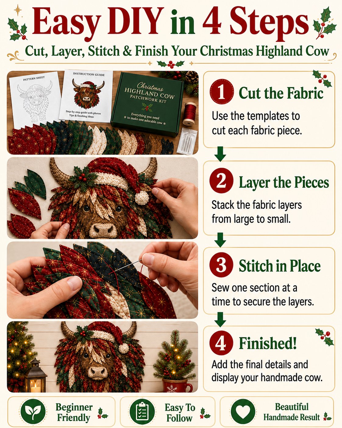 🎄🎅Christmas Woodland Wildlife DIY Patchwork Kit