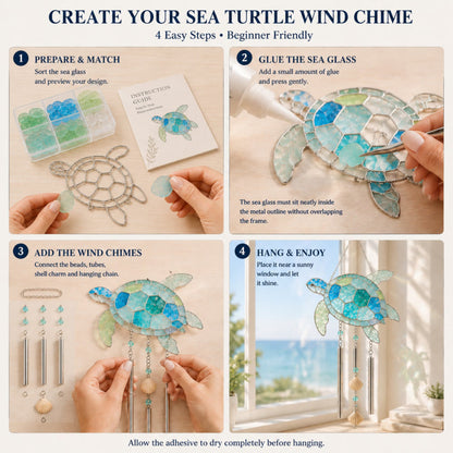 🔥Holiday Sale Now Open | 50% Discount🎉Personalized Coastal Glow Sea Glass Suncatcher Wind Chime Kit Collection with Text, Home Decor, Birthday Gift for Ocean Lovers