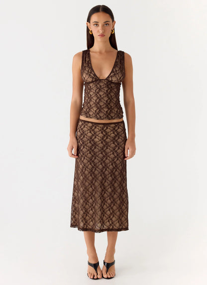 Options Lace Top - Chocolate