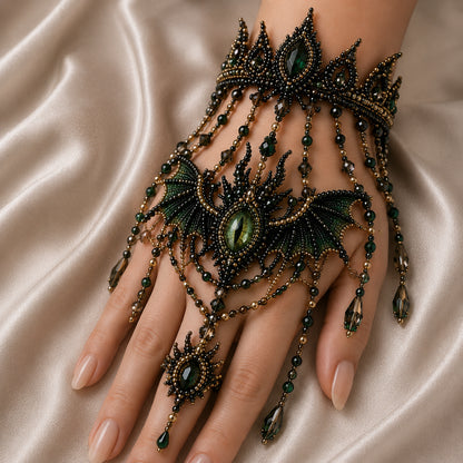 Enchanted Forest: Guardians & Shadows – DIY Beaded Hand Bracelet