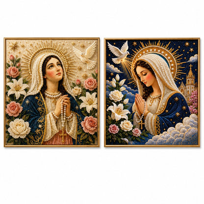 New Arrivals 49% OFF-2026  Divine Pearl Bead Virgin Mary Icon – A Peaceful DIY Faith Art Gift