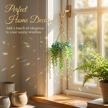 Mini White Pot Beaded Plant Suncatcher