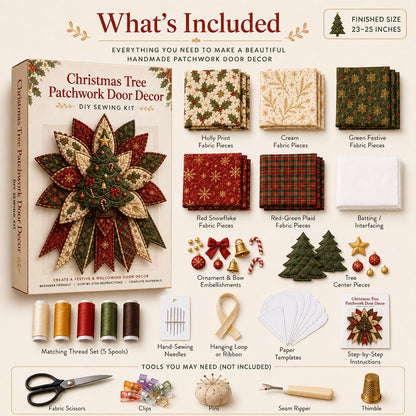 🎉🎄 Festive Quilted Christmas Door Hanging DIY Sewing Kit