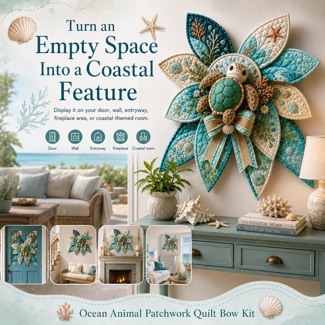🧵🌊 Turn a few pieces of fabric into a BIG piece of coastal magic! 🐚💙