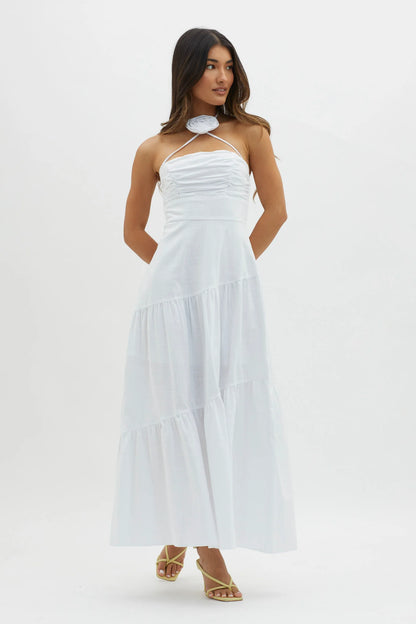 Bondi Rose Decoration Maxi Dress White