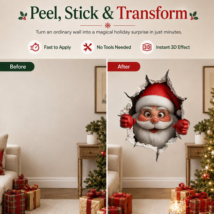 Creative 3D Christmas Santa Wall Sticker