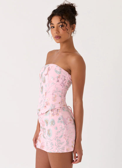 Solaire Strapless Corset Top - Pink