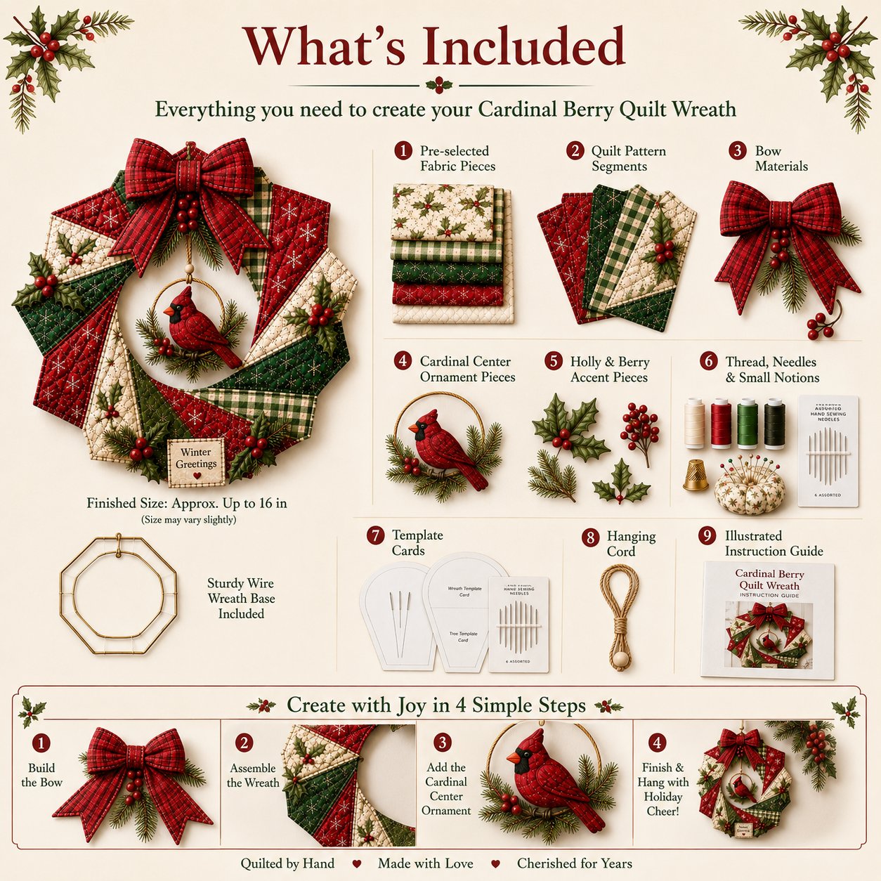 🎄Christmas Fabric Wreath DIY Kit – A Keepsake You’ll Hang with Pride Year After Year💫