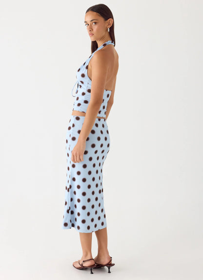 Ask You Twice Top - Blue Mocha Dot