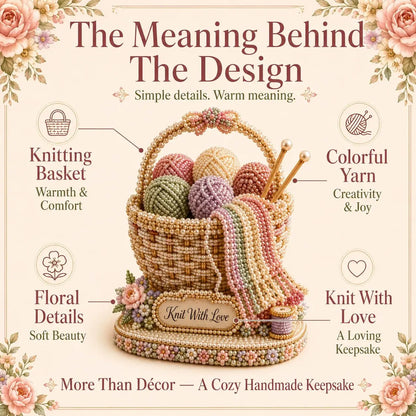 🧶 Knitting Basket 3D Beaded DIY Kit – Handmade Display Decor & Storage Basket
