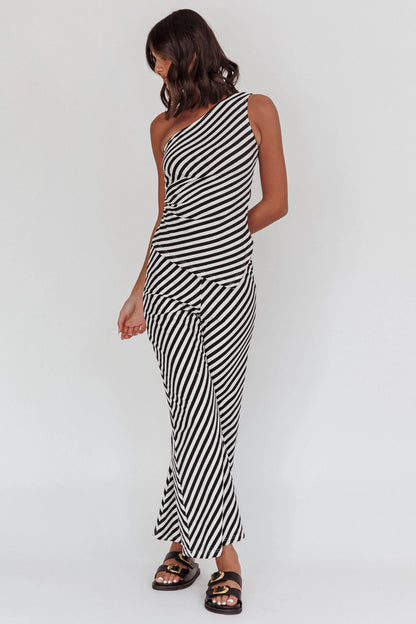 Golden Beach Wide Leg Pants Stripe Black