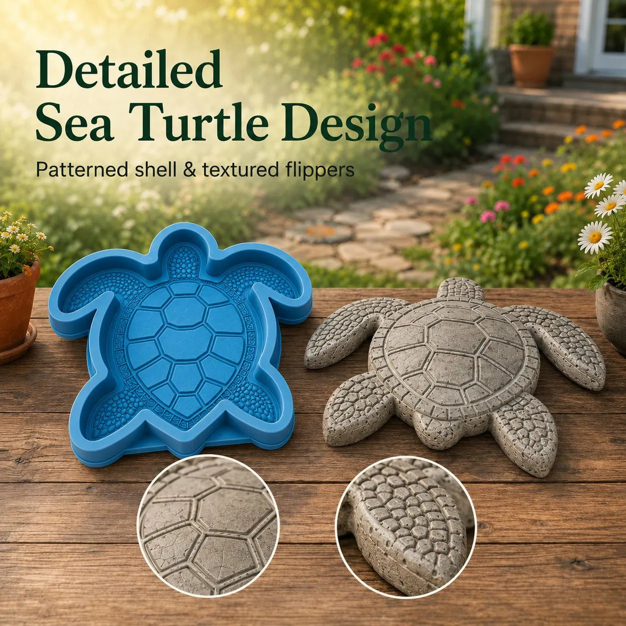 🌊 Reusable Ocean Theme Garden Art Mold – Make Your Garden Truly One of a Kind