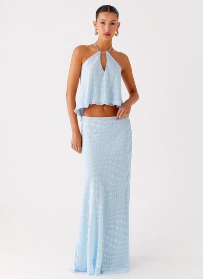 Mena Chiffon Spot Maxi Skirt - Blue