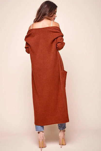 Brookhaven Cafe Long Sleeved Cardigan Rust